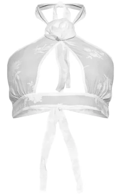 White Burnout Flower Applique Cut Out Beach Top