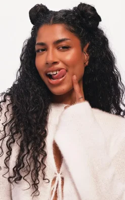 White Candyfloss Knit Keyhole Cut Out Sweater