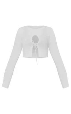 White Candyfloss Knit Keyhole Cut Out Sweater