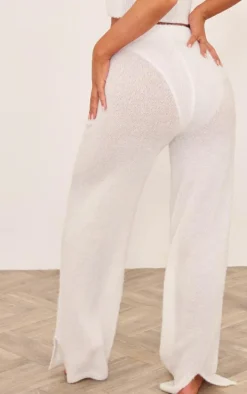 White Candyfloss Knit Wide Leg Pants
