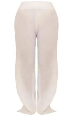 White Candyfloss Knit Wide Leg Pants