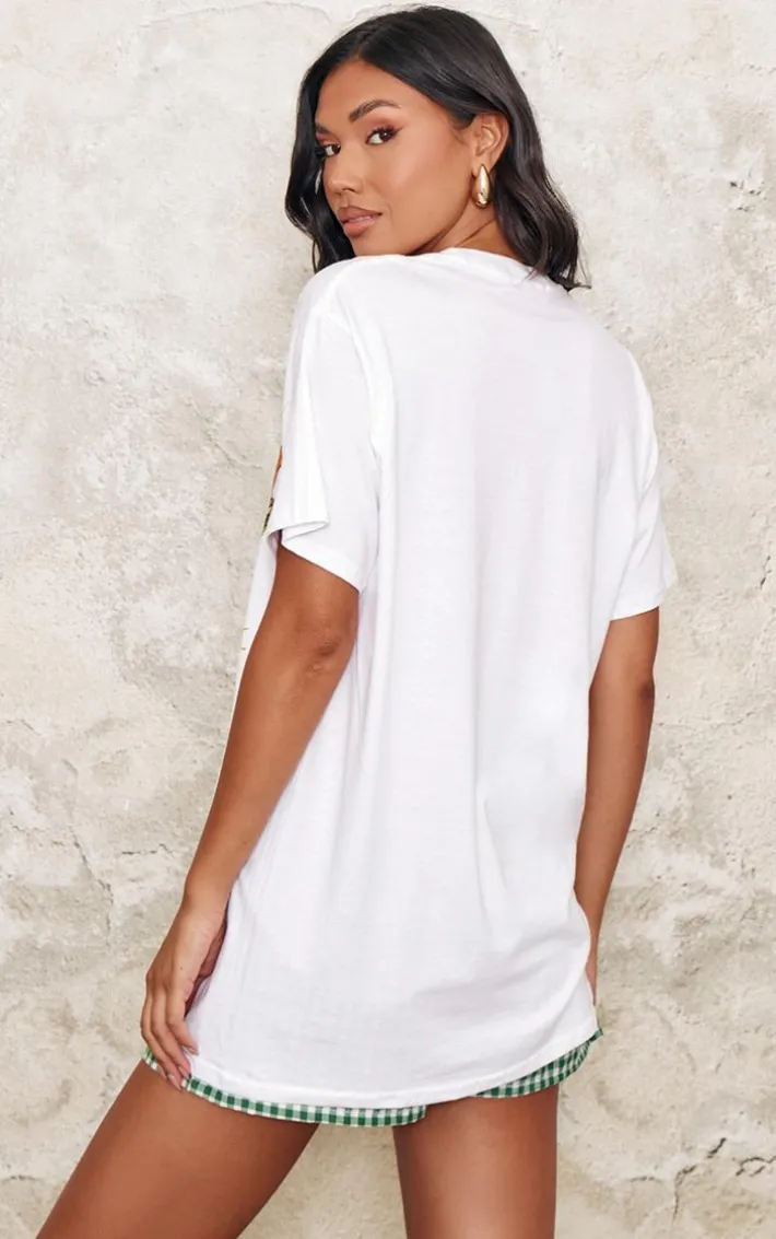 White Capri Orange Graphic Oversized T Shirt