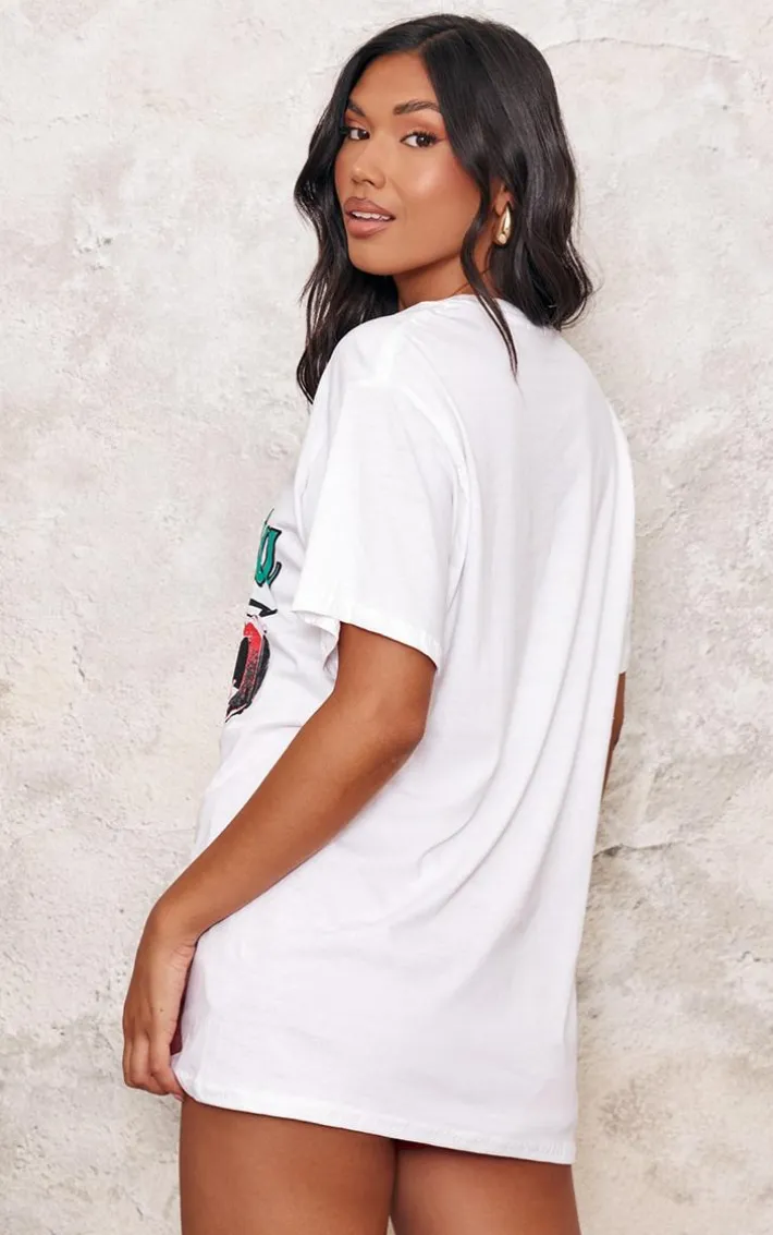 White Car Graphic Oversized T Shirt