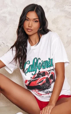 White Car Graphic Oversized T Shirt