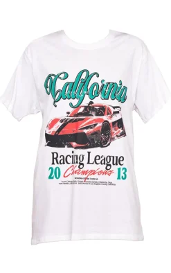 White Car Graphic Oversized T Shirt