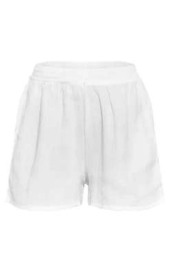 White Cheesecloth Shorts