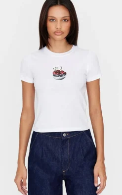 White Cherry Bowl Graphic Baby Doll Tee