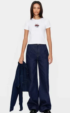 White Cherry Bowl Graphic Baby Doll Tee