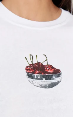 White Cherry Bowl Graphic Baby Doll Tee