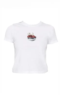 White Cherry Bowl Graphic Baby Doll Tee