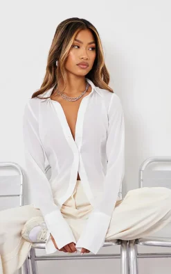 White Chiffon Fitted Shirt