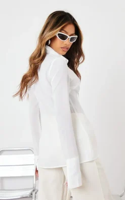 White Chiffon Fitted Shirt
