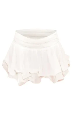 White Chiffon Ruffle Low Waist Micro Mini Skirt