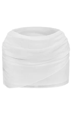 White Chiffon Wrap Mini Skirt