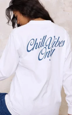 White Chill Vibes Long Sleeve Top