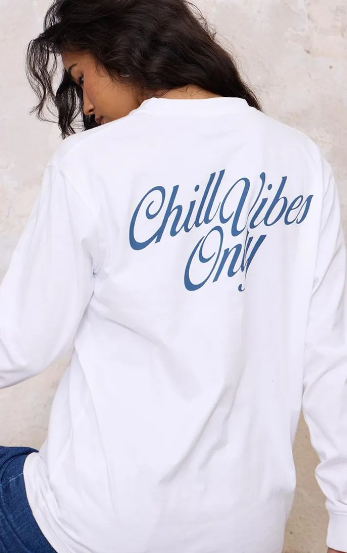 White Chill Vibes Long Sleeve Top