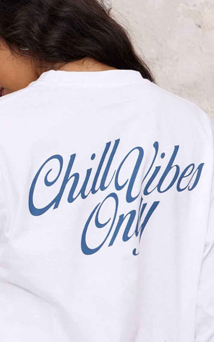 White Chill Vibes Long Sleeve Top