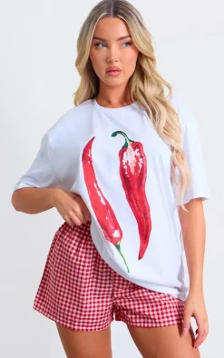 White Chilli Graphic Oversized T Shirt
