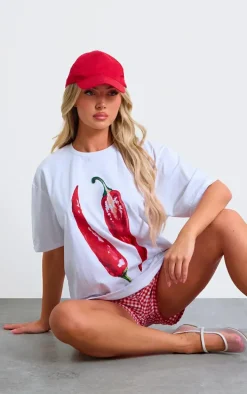 White Chilli Graphic Oversized T Shirt