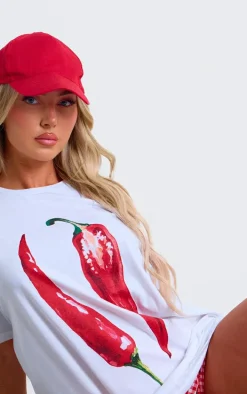 White Chilli Graphic Oversized T Shirt