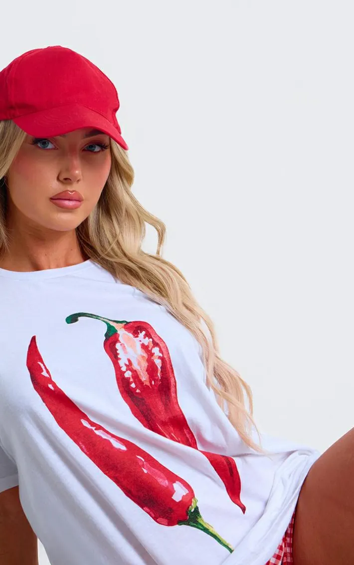 White Chilli Graphic Oversized T Shirt