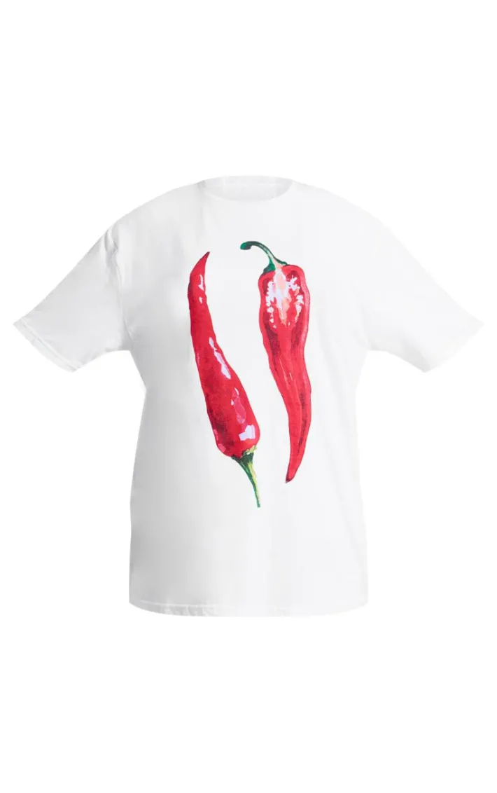 White Chilli Graphic Oversized T Shirt