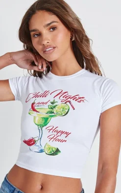 White Chilli Nights Margarita Graphic Babydoll