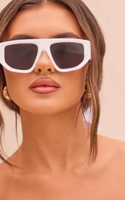 White Chunky Clear Frame Visor