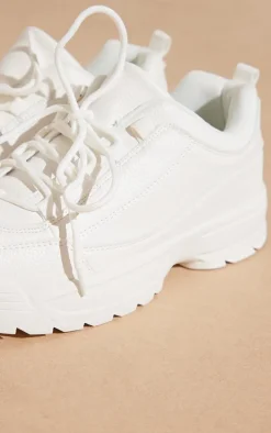 White Chunky Cleated Sole Sneakers
