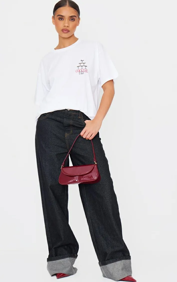 White Cocktail Graphic Oversized T Shirt