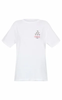 White Cocktail Graphic Oversized T Shirt