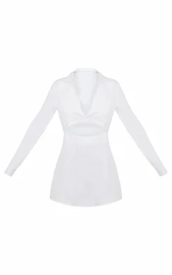 White Collar Detail Cut Out Bodycon Dress