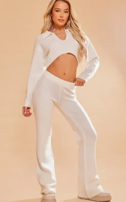 White Collared Crop Knit Sweater