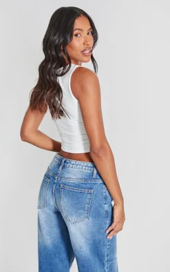 White Contour Jersey Boat Neck Top