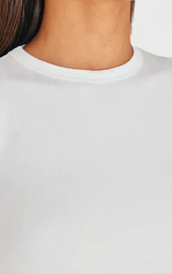 White Contour Pointelle Crew Neck Long Sleeve Top