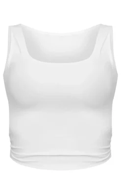 White Contour Scoop Neck Fitted Vest Top