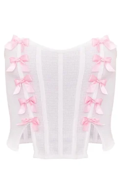 White Contrast Bow Detail Corset Top