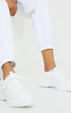 White Contrast Mesh Sneakers