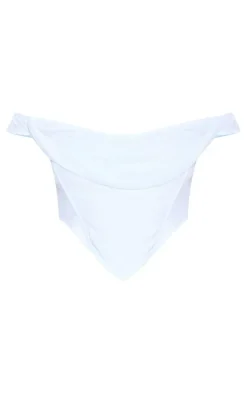 White Corset Mesh Bardot Top