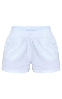 White Cotton Oversized Boxy Shorts