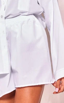 White Cotton Poplin Oversized Shorts