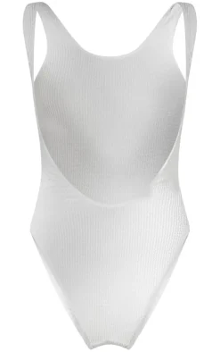 White Crinkle Low Scoop Back Swimsuit