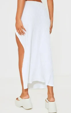 White Crinkle Ring Detail Midaxi Skirt