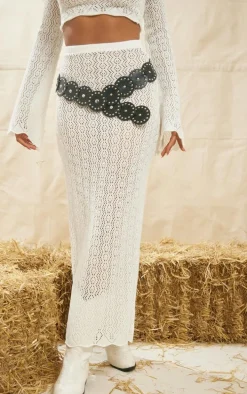 White Crochet Floaty Maxi Skirt