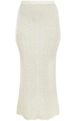 White Crochet Floaty Maxi Skirt
