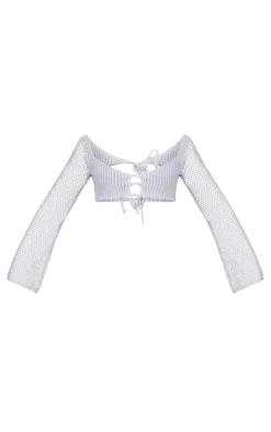 White Crochet Long Sleeve Beach Top