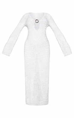 White Crochet O Ring Maxi Beach Dress
