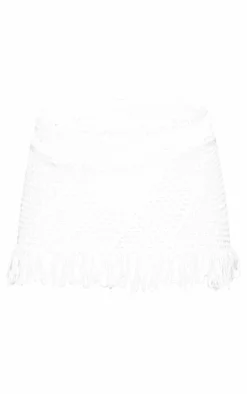 White Crochet Tassel Beach Skirt