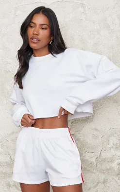 White Crop Oversized Fit Sweatshirt