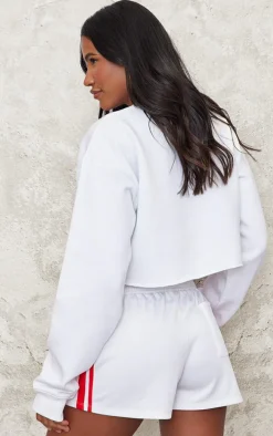 White Crop Oversized Fit Sweatshirt